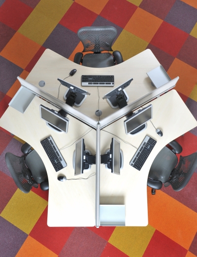 An office workstation and hot desk