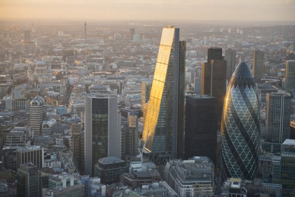 Sunlit exterior of the Cheesegrater