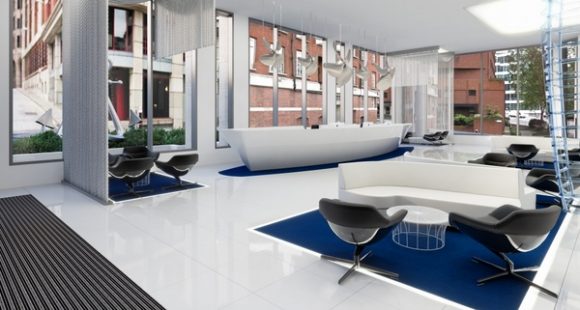 The breakout space in a boat themed office